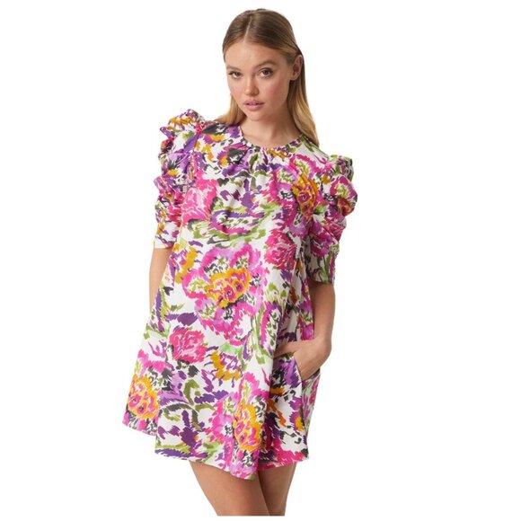 Misa Los Angeles Dresses & Skirts - NEW Misa Emilia Pink Floral Summer Barbie Mini Dress P3188